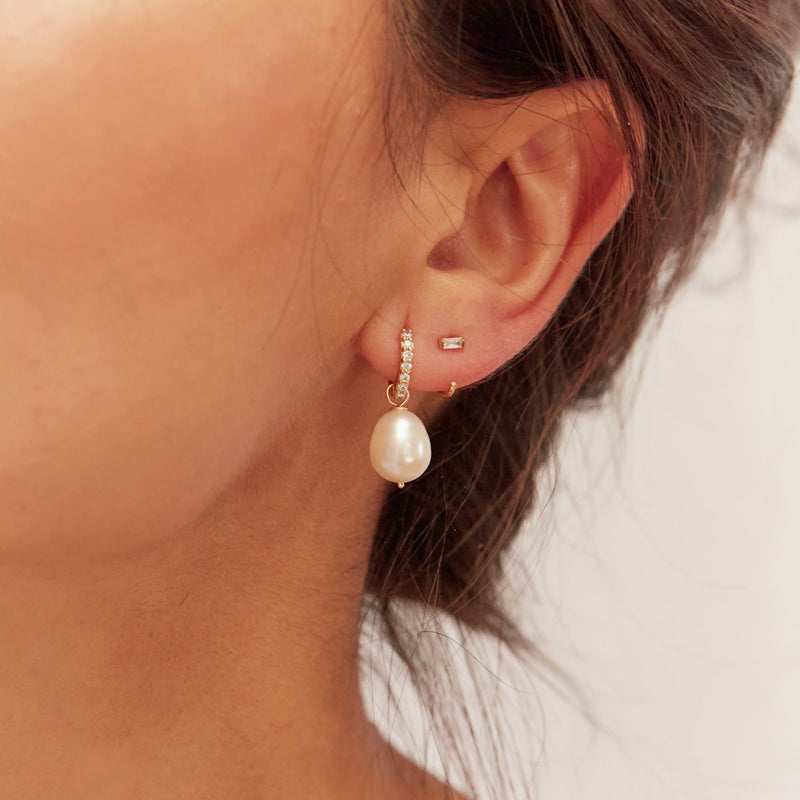 Solid Gold Genuine Diamond Huggie Hoop Earrings