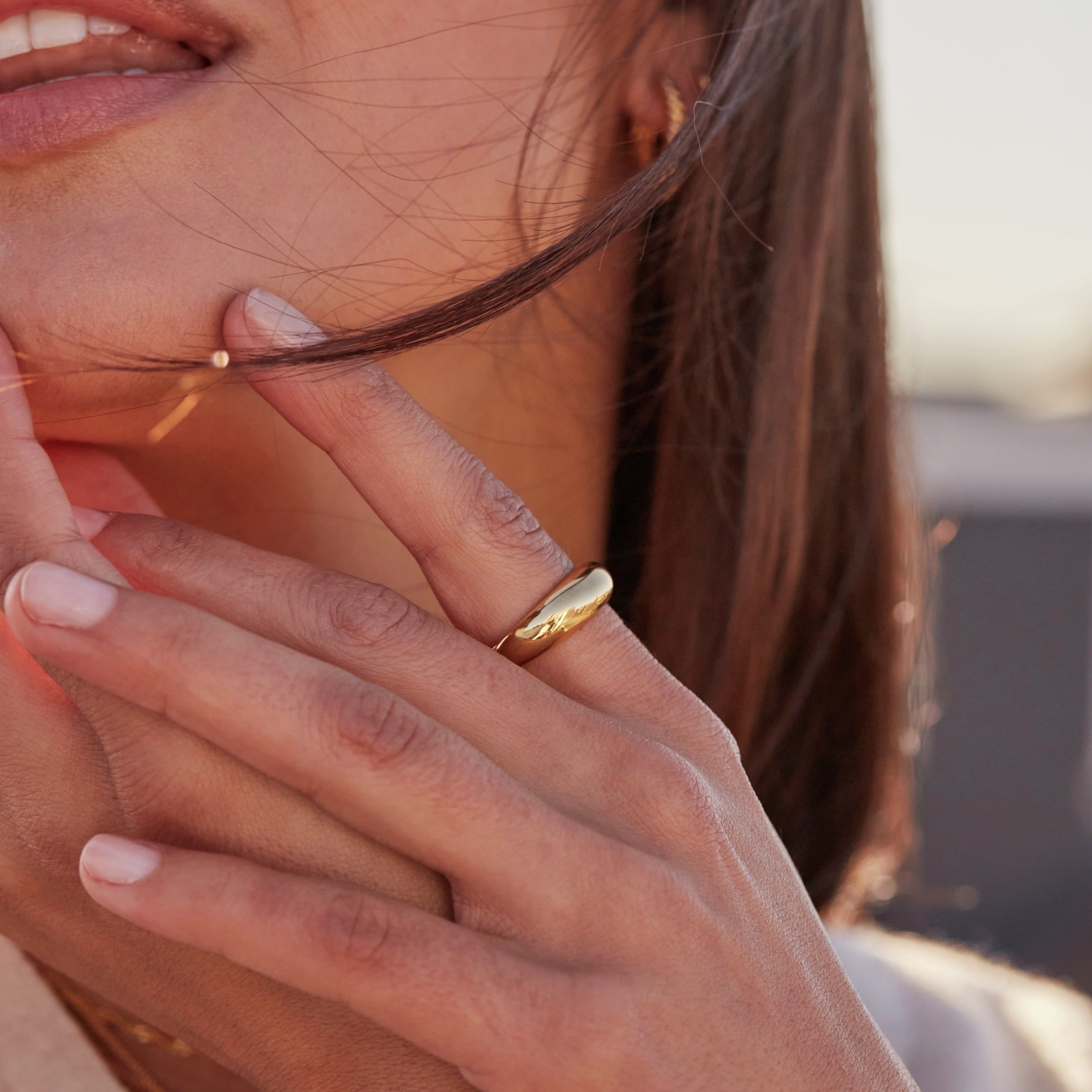 Gold-Tone Plain Dome Ring