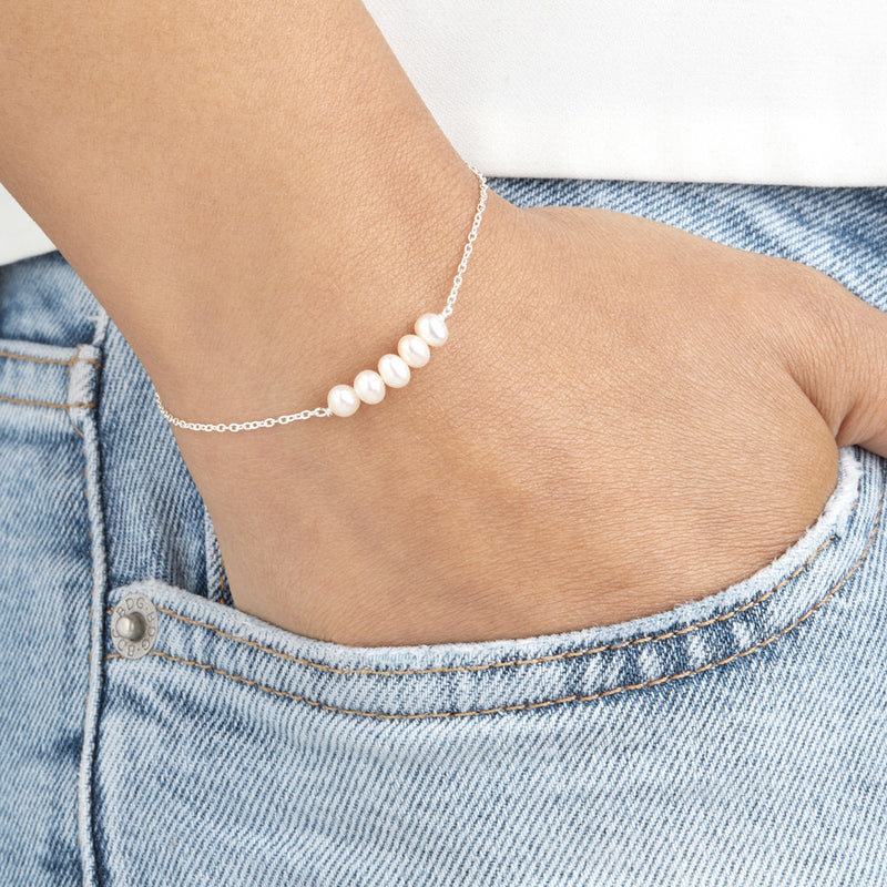 Silver Pearl Cluster Bracelet