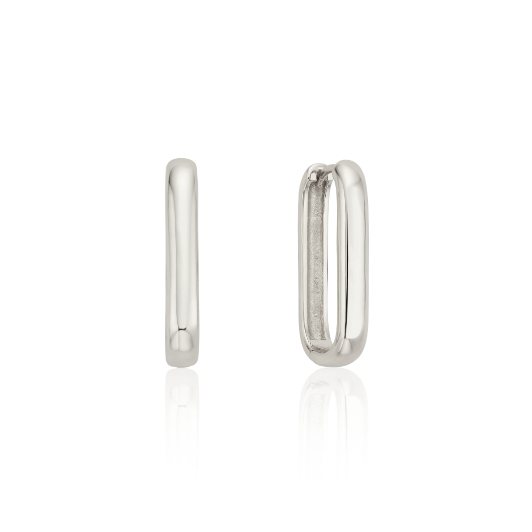 Silver-Tone Large Plain Hoop Earrings