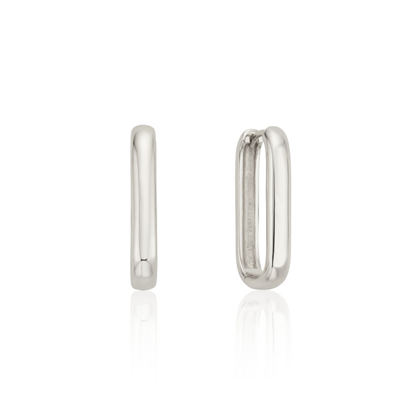 Silver Large Plain Hoop Earrings