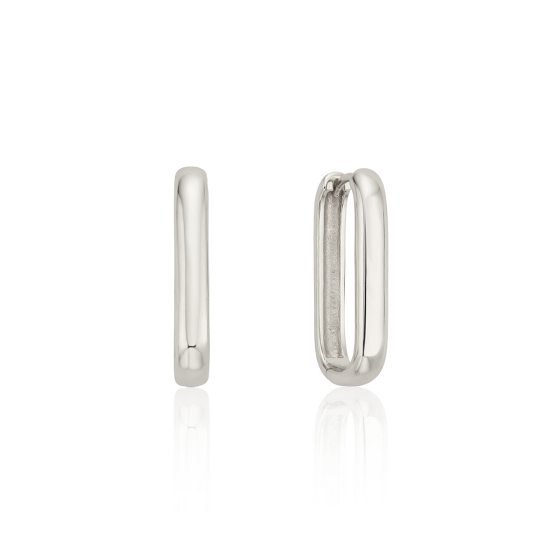 Silver Large Plain Hoop Earrings