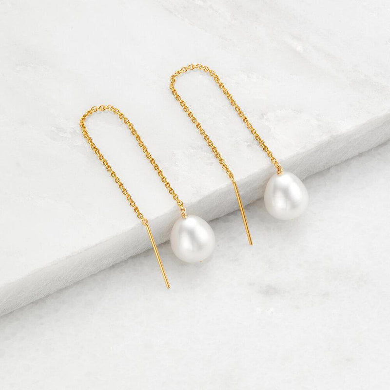 Rose Gold Large Pearl Drop Ear Threaders