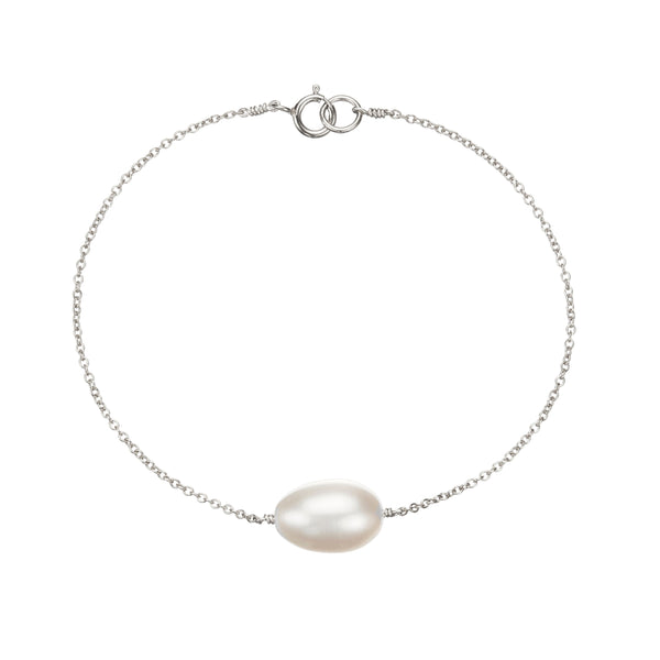 Silver Large Pearl Bracelet