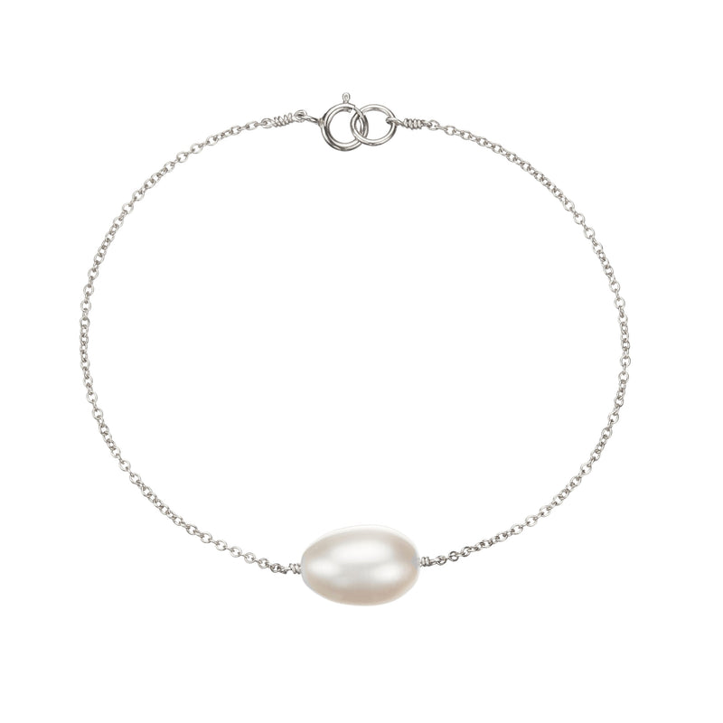 Silver Large Pearl Bracelet