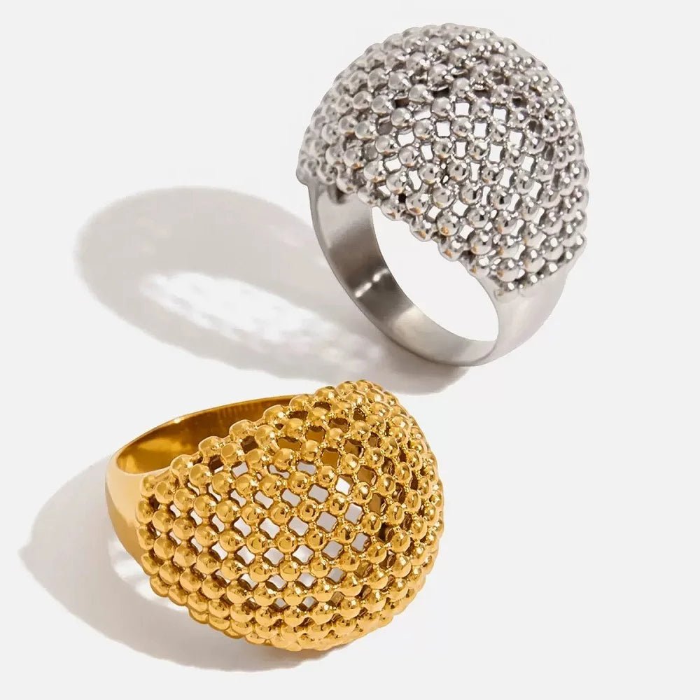 Lattice Dome Statement Ring in Gold-Tone & Silver-Tone