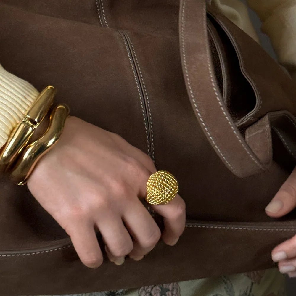 Lattice Dome Statement Ring in Gold-Tone & Silver-Tone