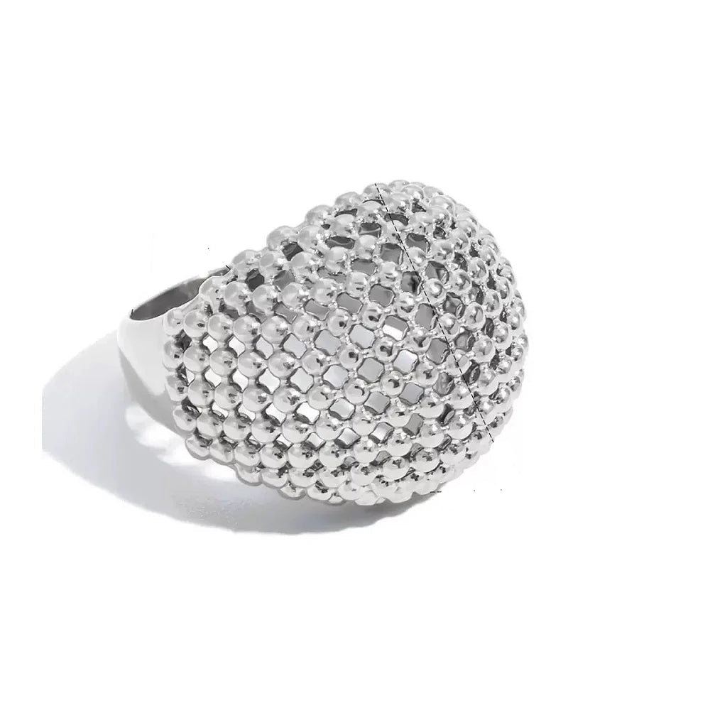 Lattice Dome Statement Ring in Gold-Tone & Silver-Tone