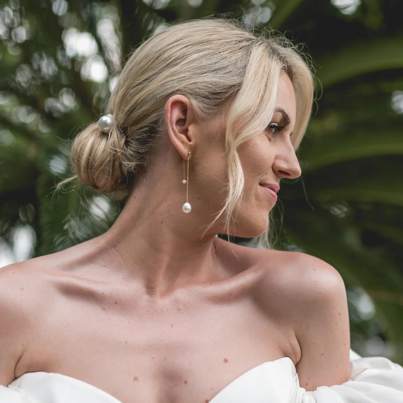 Gold Layered Large and Small Pearl Earrings