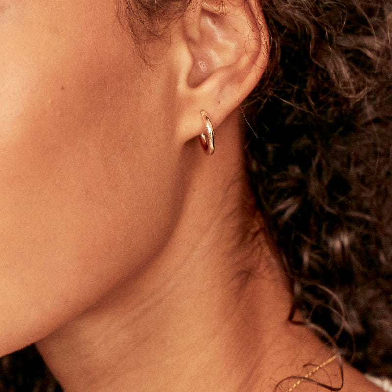 Solid Gold Small Rounded Hoop Earrings