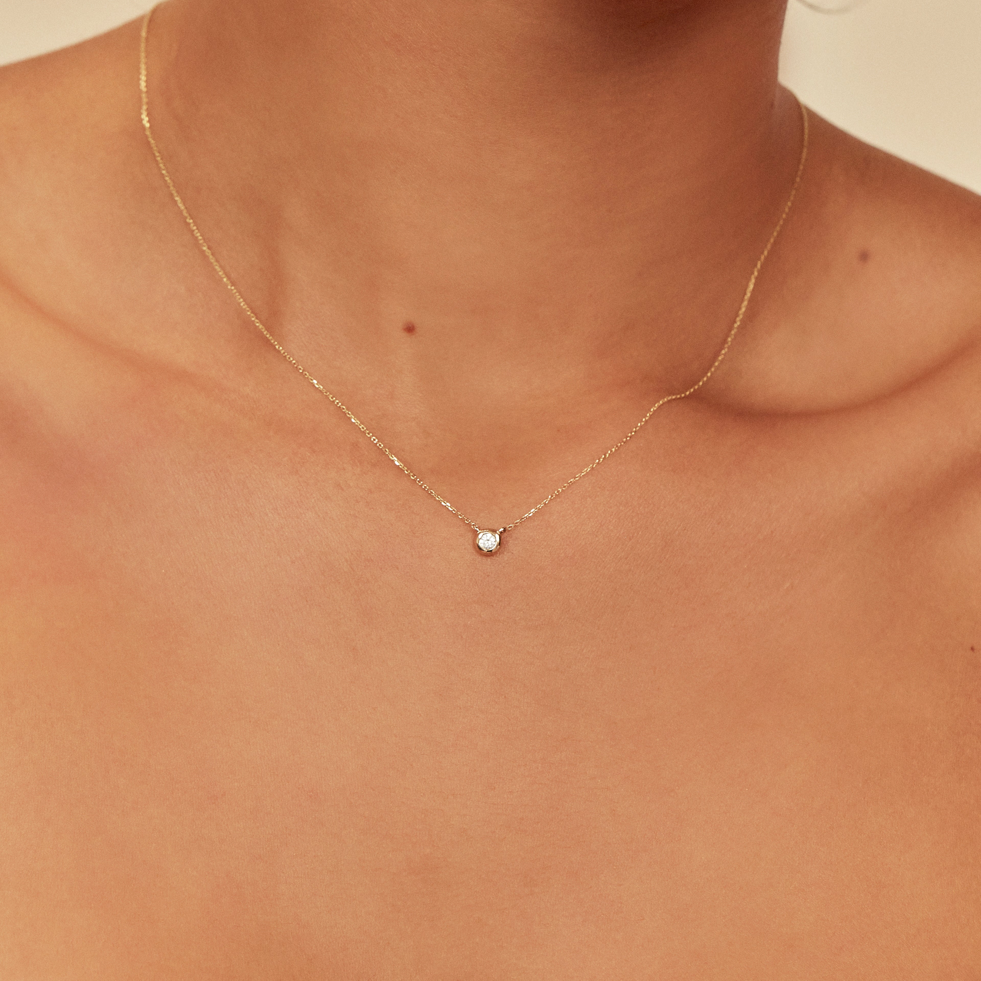 Gold-Tone Floating Crystal-Style Necklace