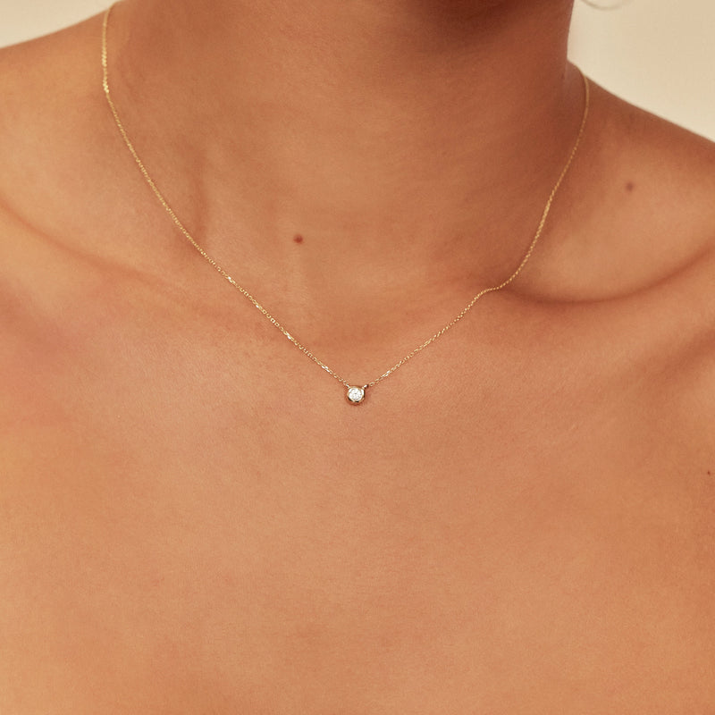 Solid Gold Floating Diamond Necklace