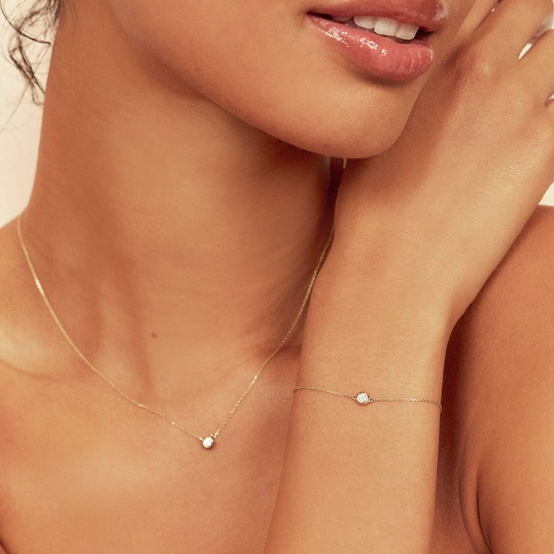 Solid Gold Floating Diamond Bracelet