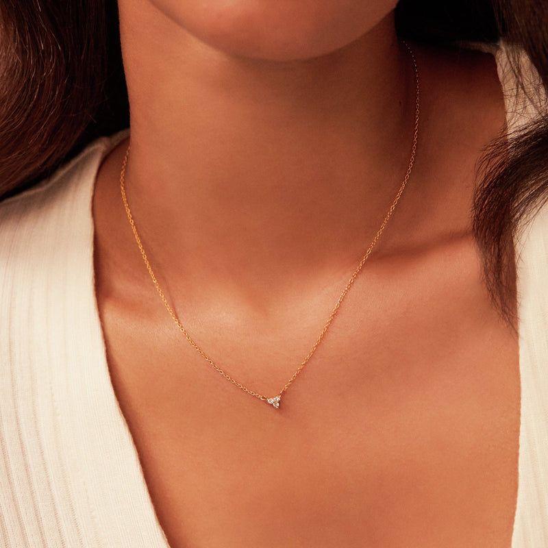 Solid Gold Floating Diamond Cluster Necklace