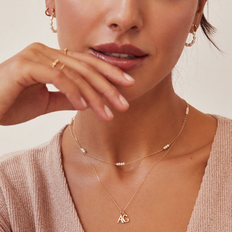 Solid White Gold Mini Pearl Choker