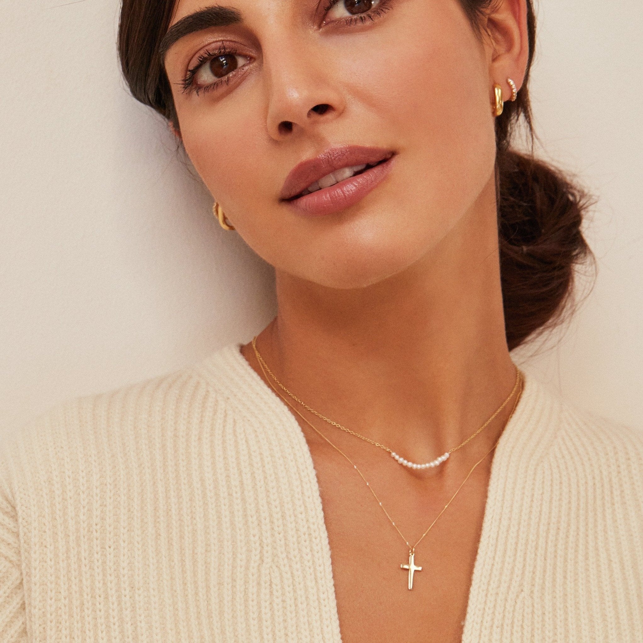 White Gold-Tone Small Pearl-Style Cluster Choker