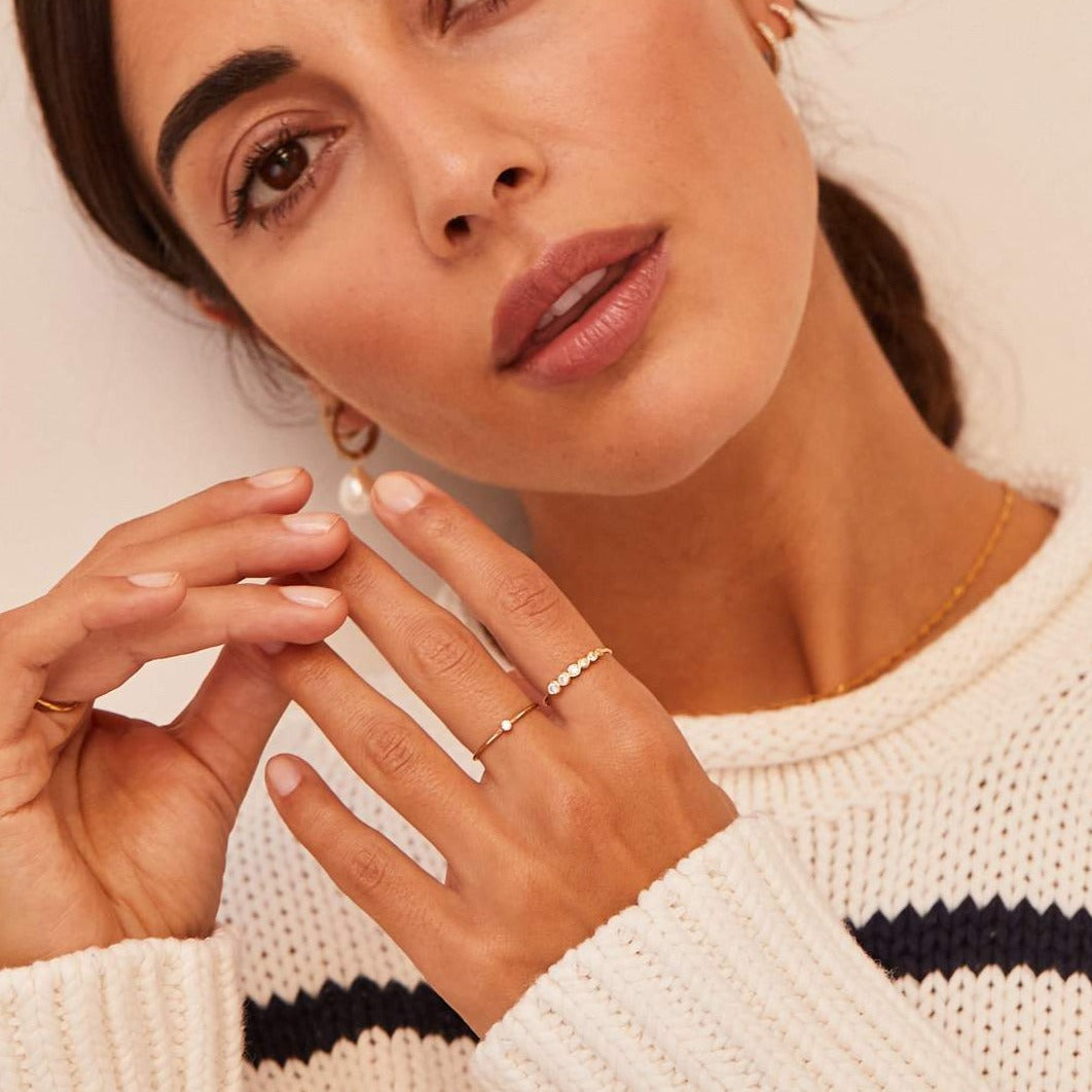 Silver-Tone Graduated Crystal-Style Stacking Ring
