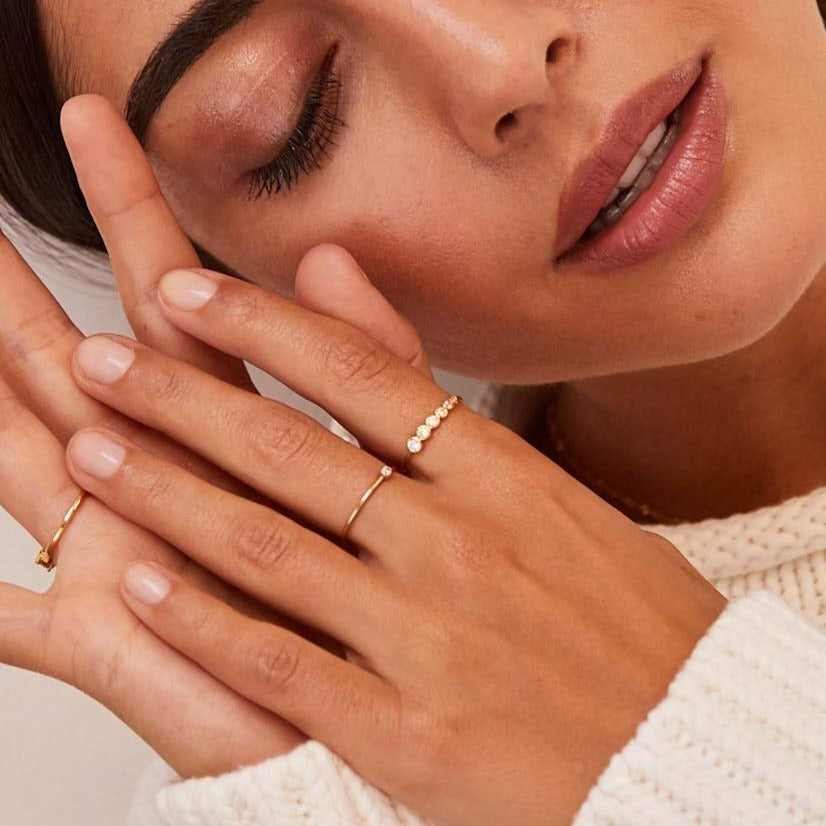 Gold-Tone Graduated Crystal-Style Stacking Ring