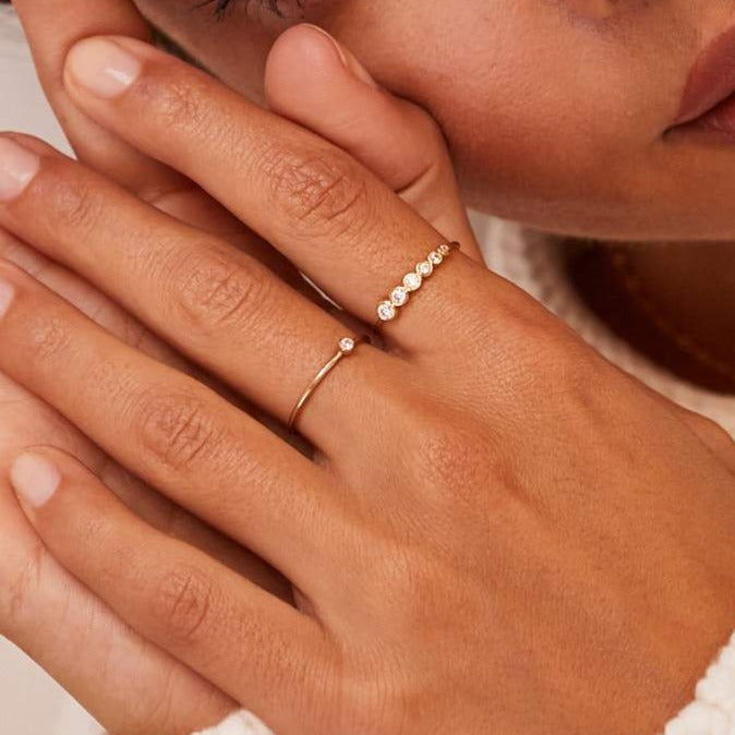 Silver-Tone Graduated Crystal-Style Stacking Ring
