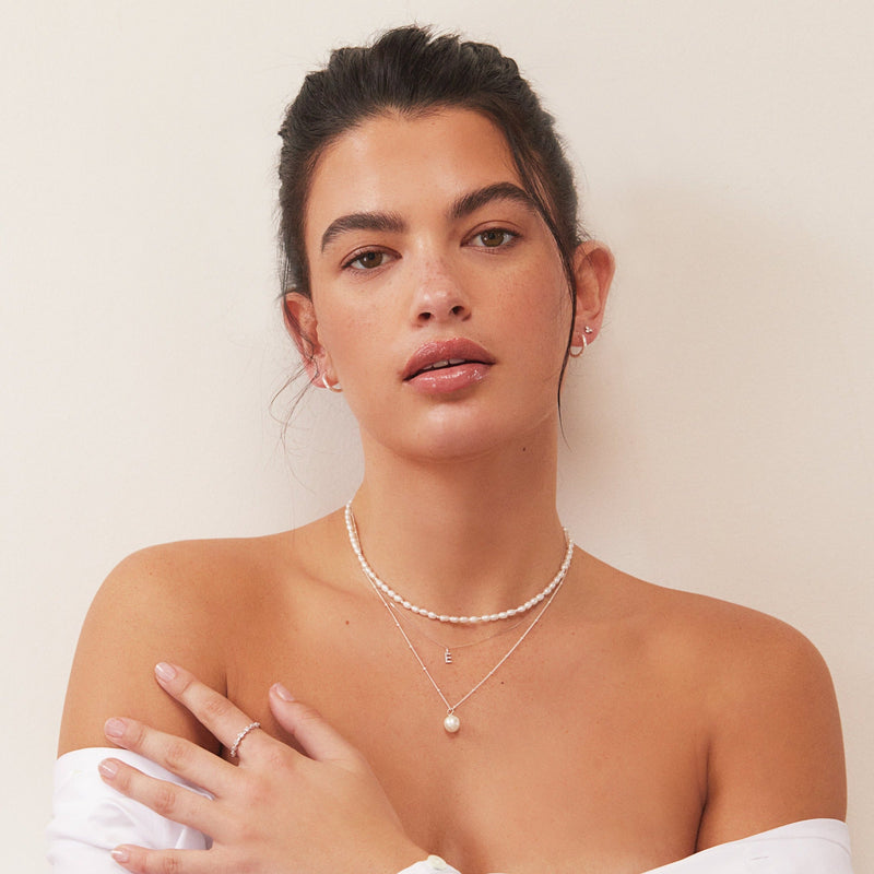 Silver Large Pearl Satellite Necklace