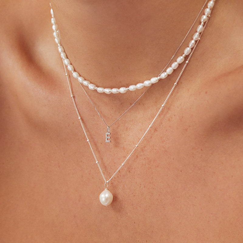 Silver Large Pearl Satellite Necklace