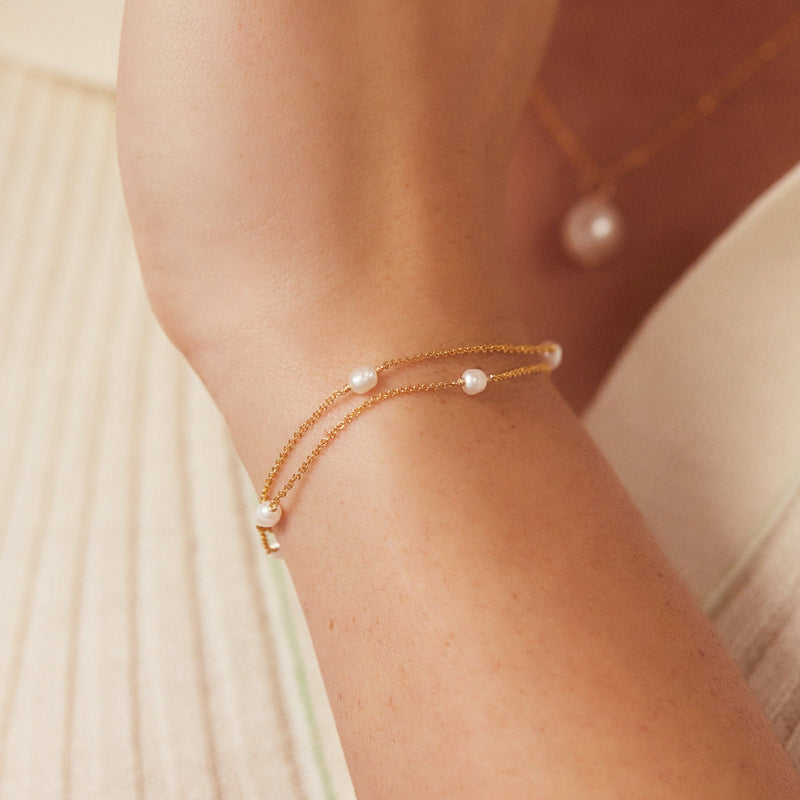 Rose Gold Layered Seed Pearl Bracelet