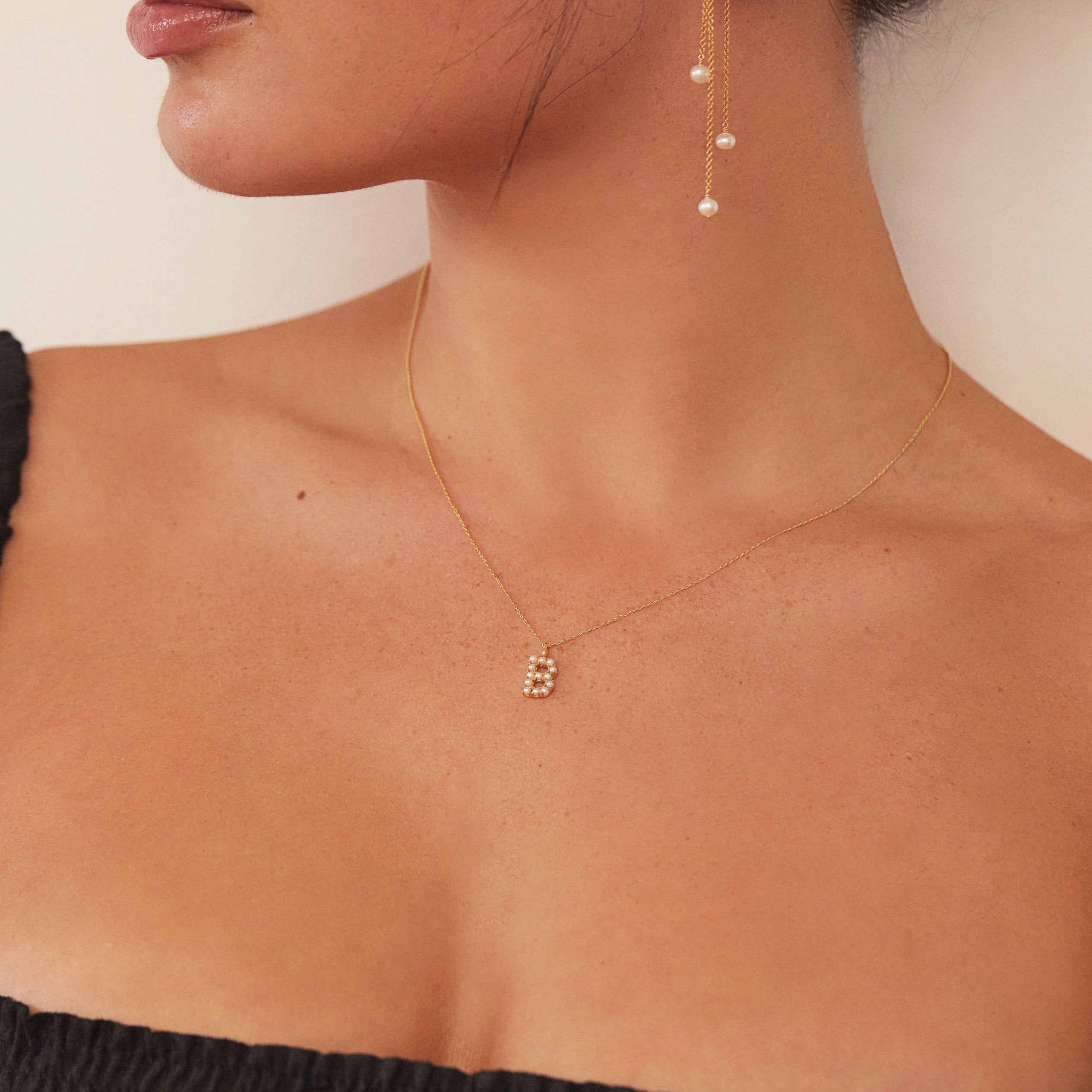 Gold-Tone Pearl-Style Initial Letter Necklace