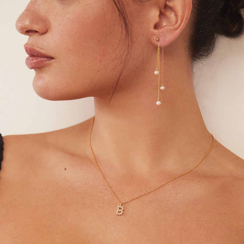 Silver Layered Pearl Drop Earrings