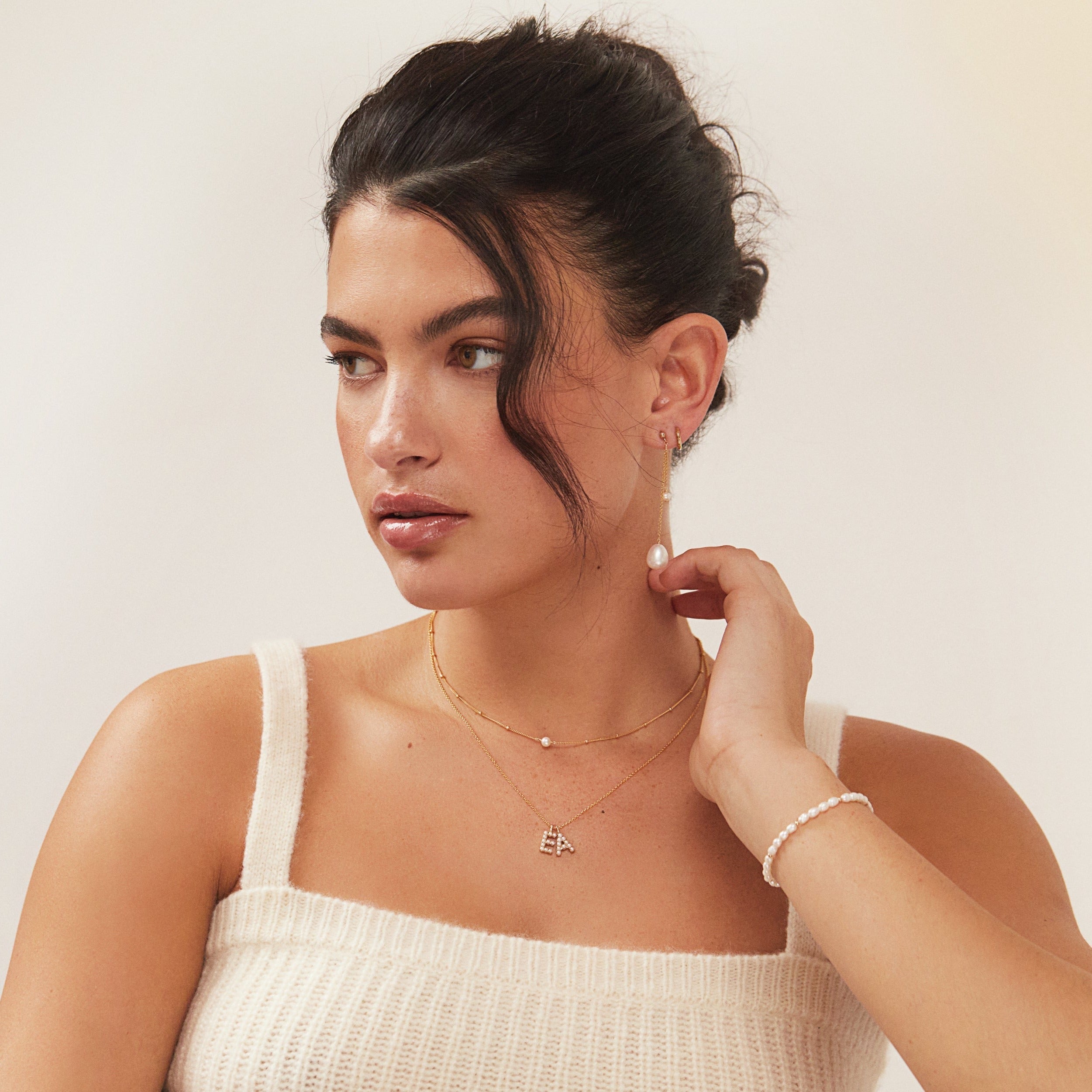 Rose Gold-Tone Satellite Single Pearl-Style Choker Necklace