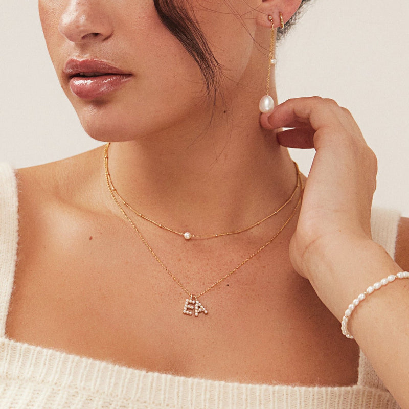 Gold Satellite Single Pearl Choker