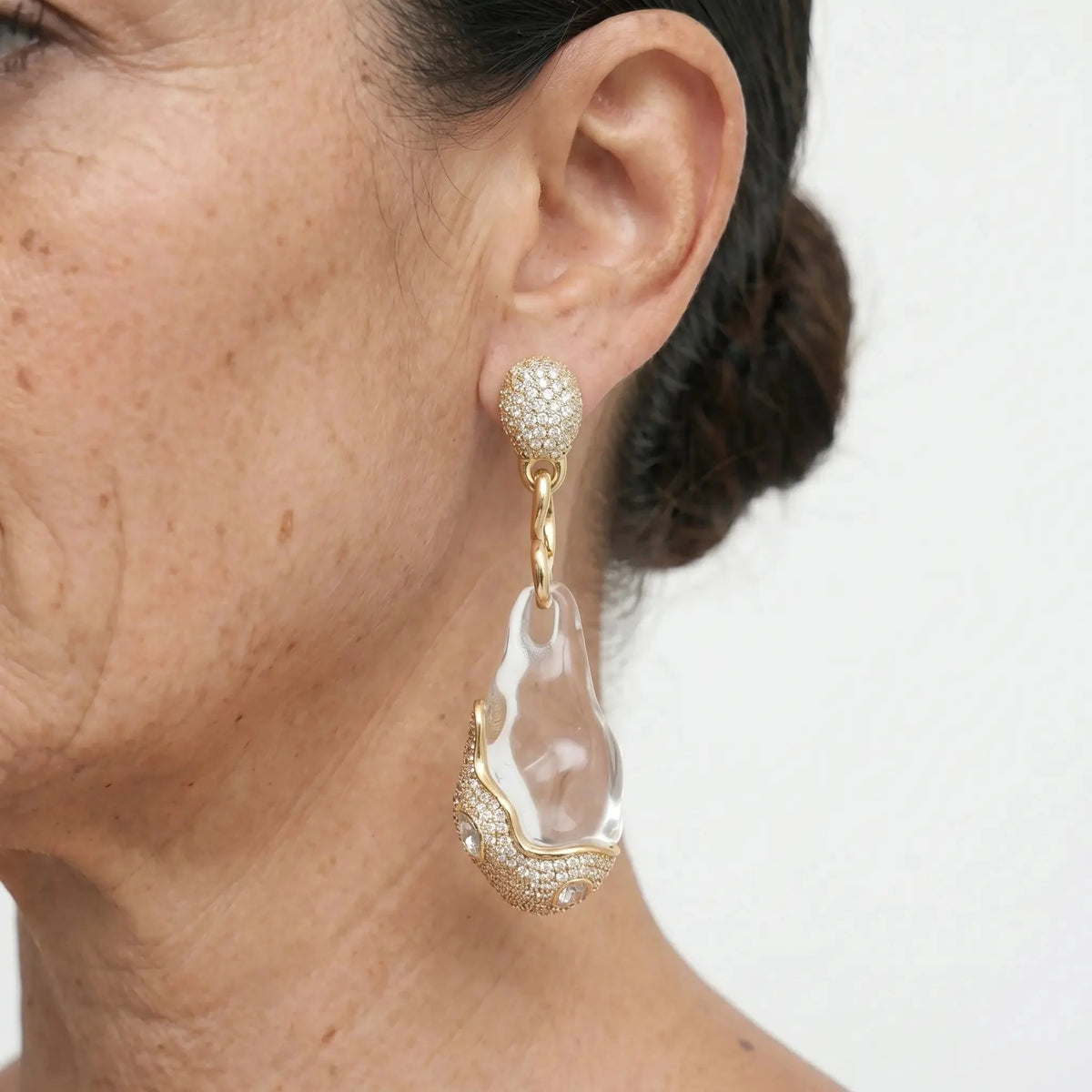 Liquid Luxe Gold-Tone Crystal-Style Stone Drop Earrings