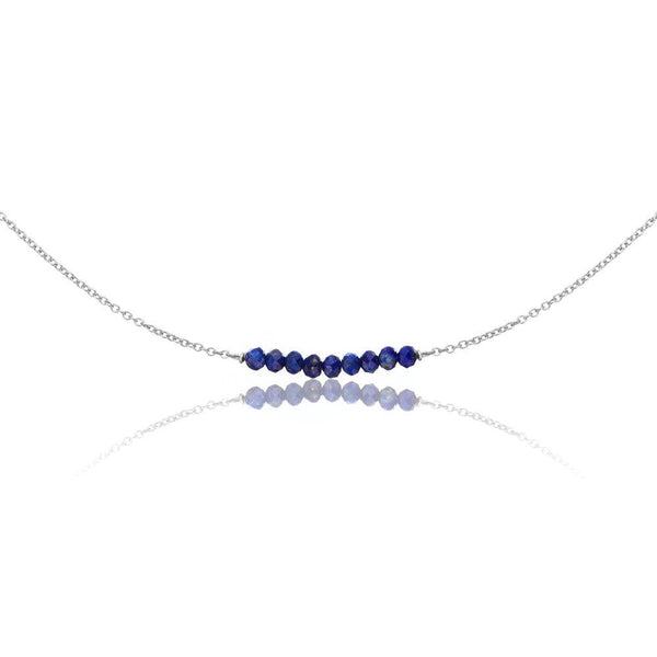 Solid White Gold Lapis Gemstone Cluster Choker