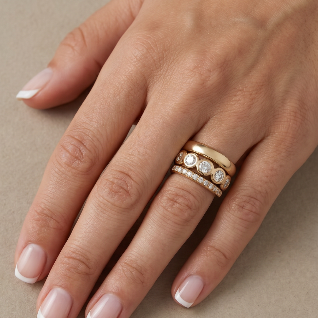Magica Gold-Tone Crystal-Style Stacking Ring Set