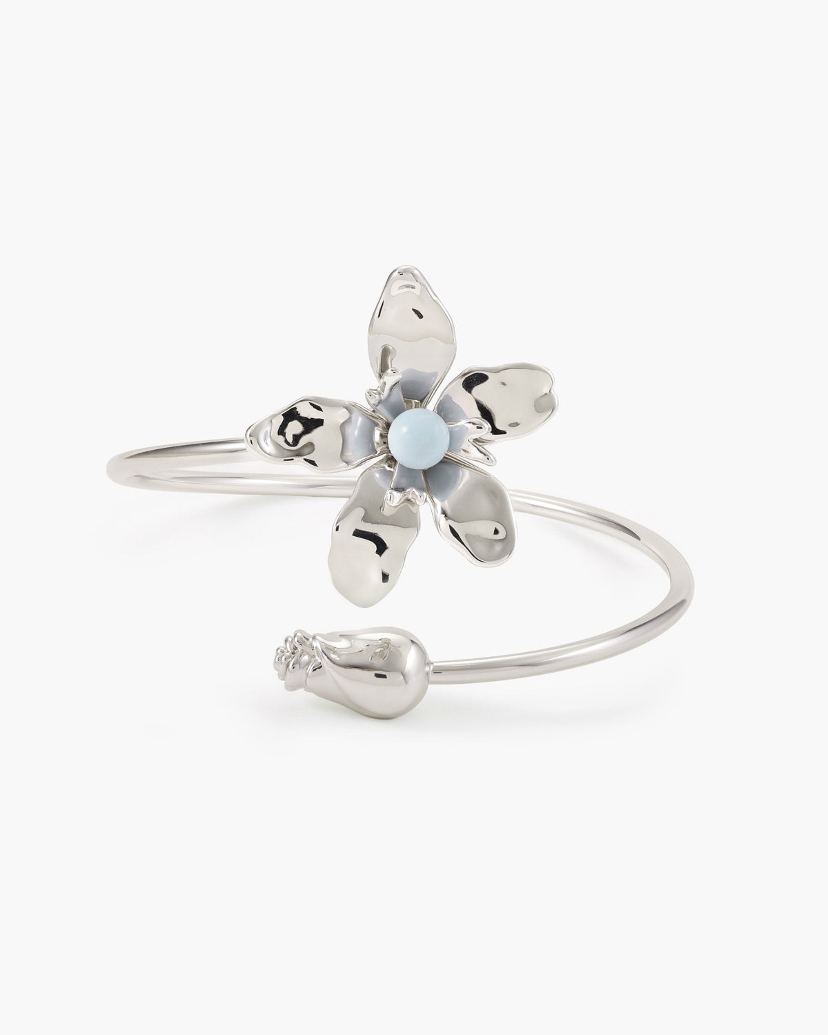 Magnetic Floral Arm Cuff Bracelet in Silver-Tone