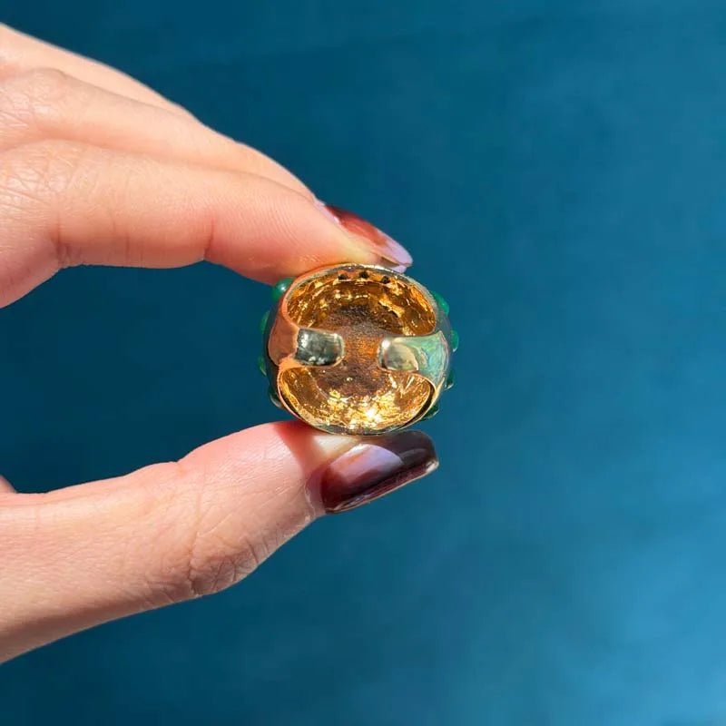 Midnight Oasis Multicolor Crystal-Style Statement Ring in Gold-Tone