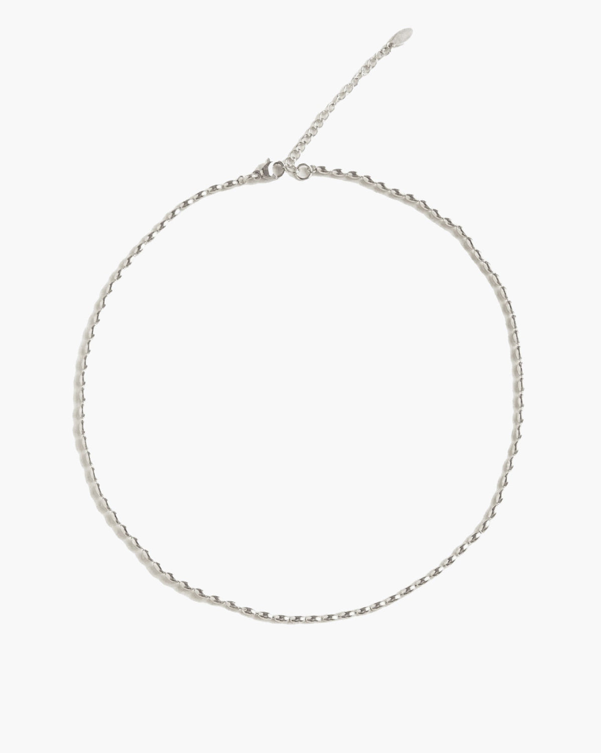 Mini Beaded Chain Necklace, Silver-Tone