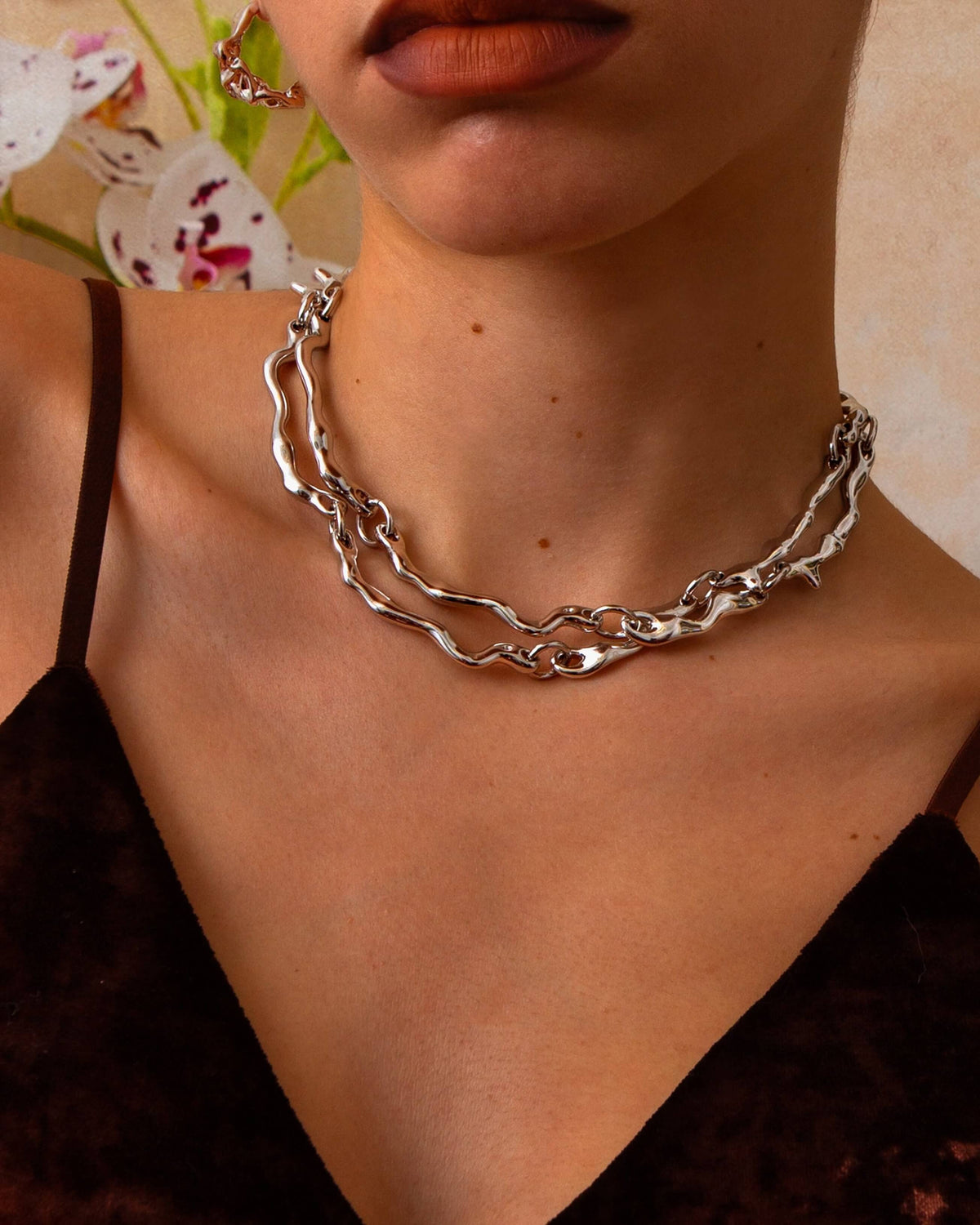 Molten Link Necklace in Silver-Tone