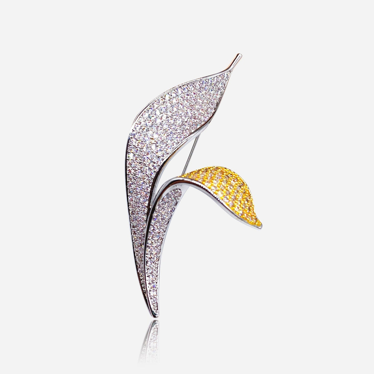 Moonlight Calla Crystal-Style Floral Brooch Pin