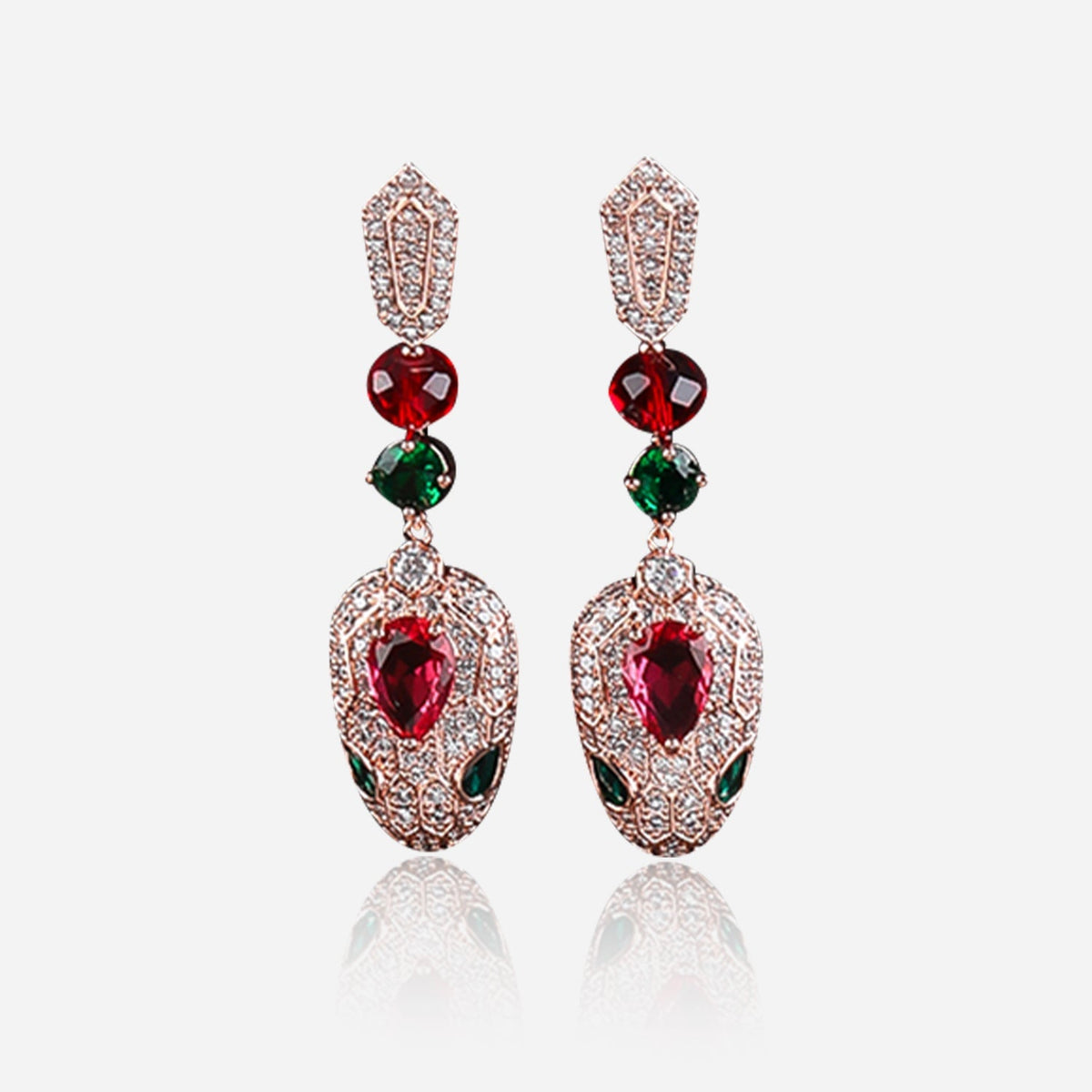 Mystic Serpent Crystal-Style Drop Statement Earrings