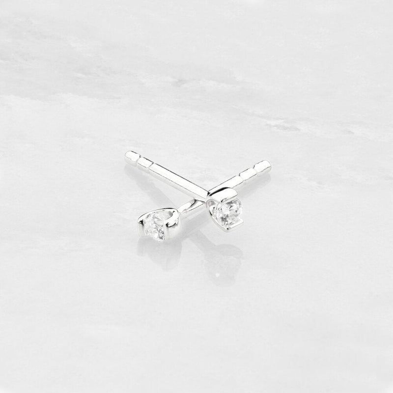 Silver Small Diamond Style Stud Earrings