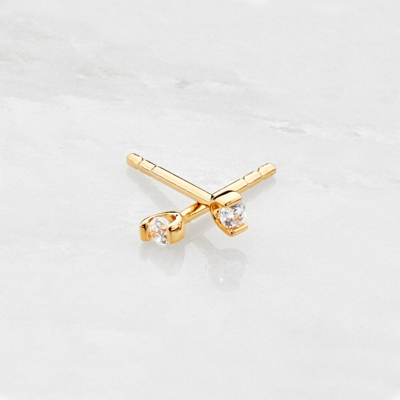 Gold Small Diamond Style Stud Earrings