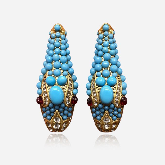 Nile Serpent Crystal-Style Beaded Statement Earrings
