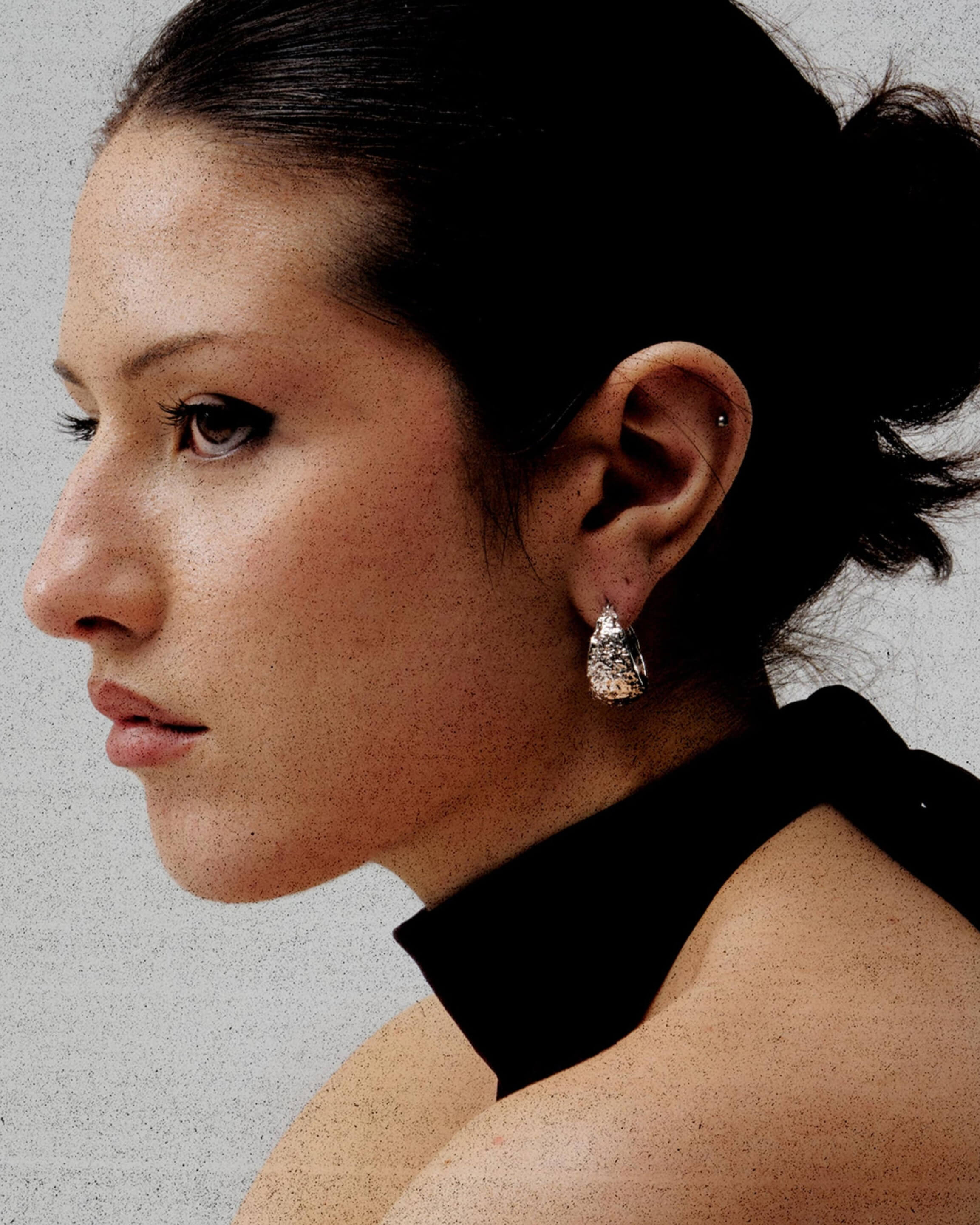 Osiris Textured Hoop Earrings in Silver-Tone