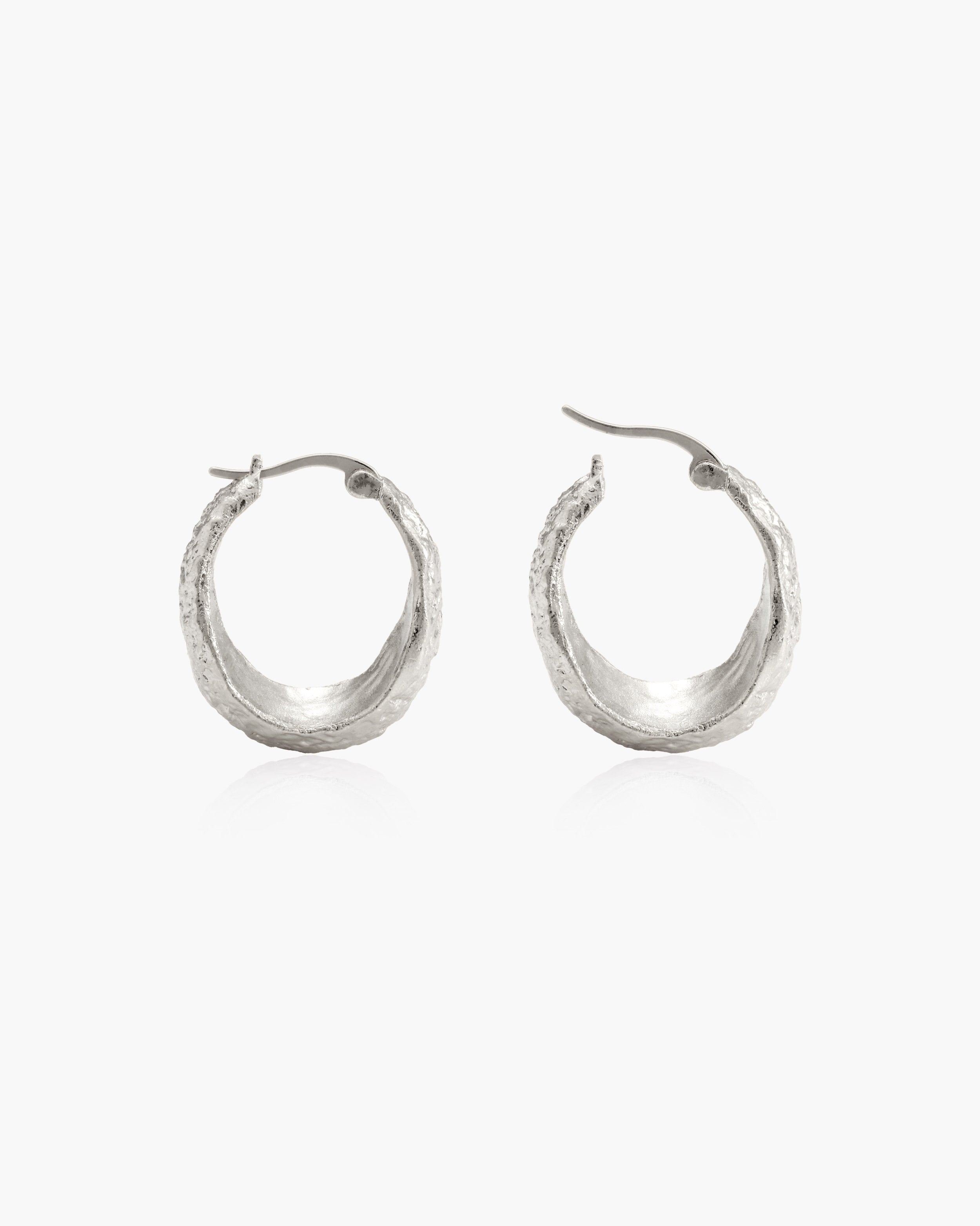 Osiris Textured Hoop Earrings in Silver-Tone