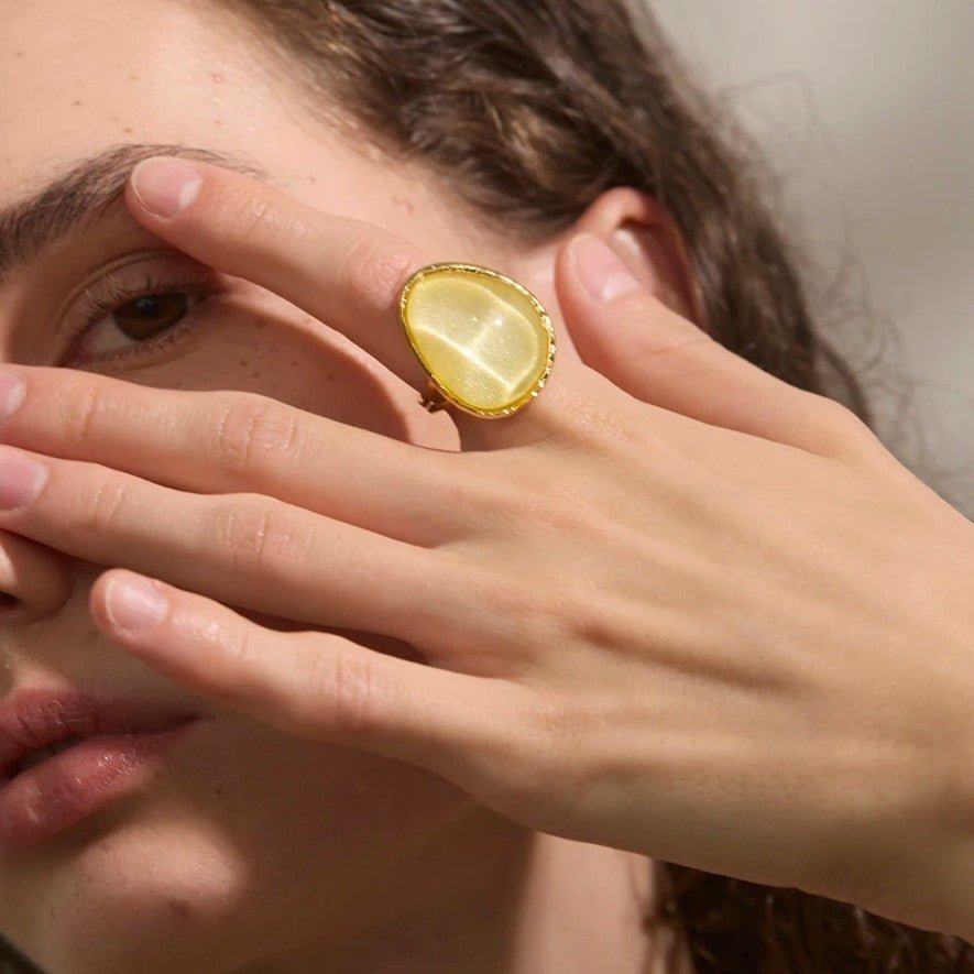 Pastel Muse Gold-Tone Open Statement Ring