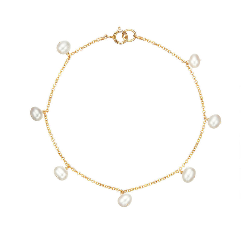 Gold Pearl Drop Bracelet