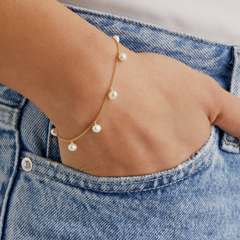 Gold Pearl Drop Bracelet