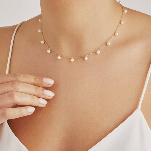 Gold Pearl Drop Choker