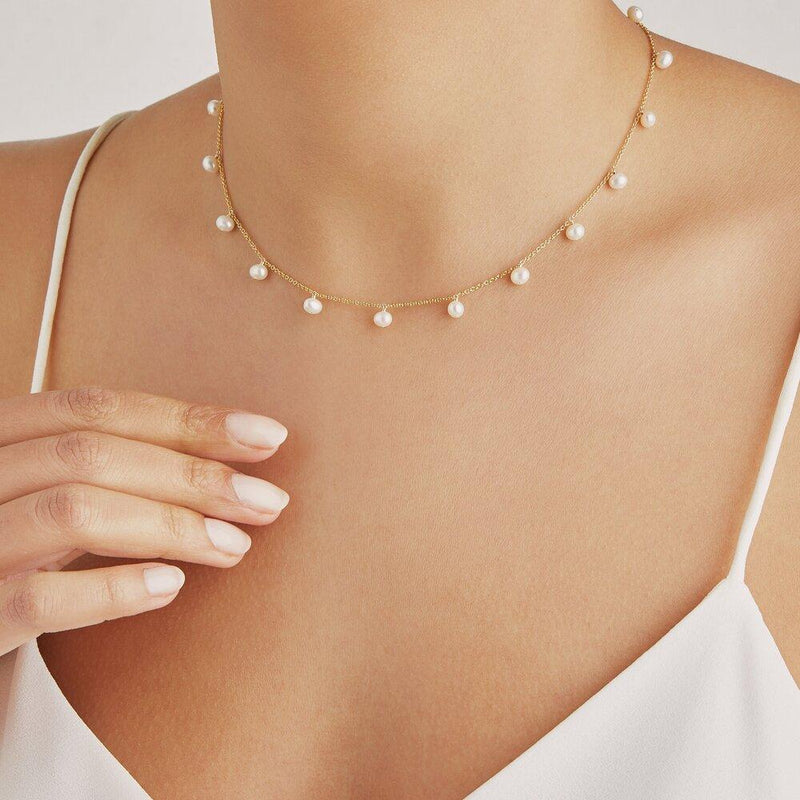 Rose Gold Pearl Drop Choker