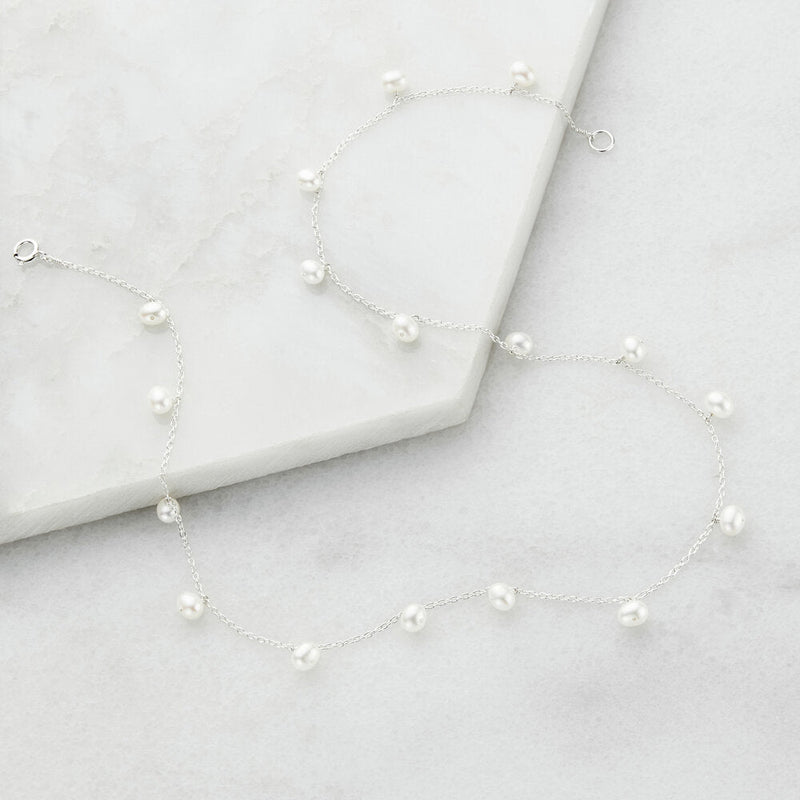 Silver Pearl Drop Choker
